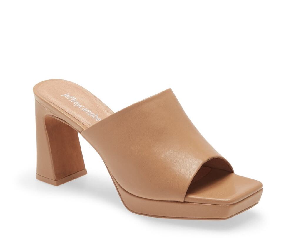 Jeffrey Campbell Sleek Dark Nude Caviar Platform Slide Sandals Size 5 M